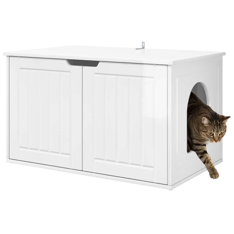 Chargez l'image dans la visionneuse de la galerie, Vidaxl kattenhuis glanzend wit 85 x 55 x 50,5 cm bewerkt hout
