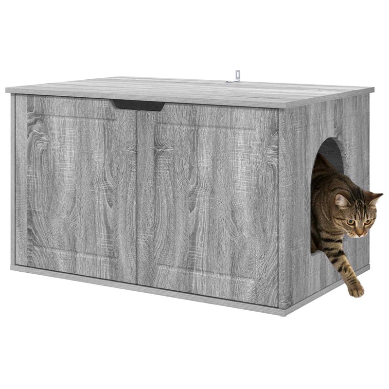 Afbeelding laden in galerijviewer, Vidaxl kattenhuis grijs sonoma 85 x 55 x 50,5 cm bewerkt hout
