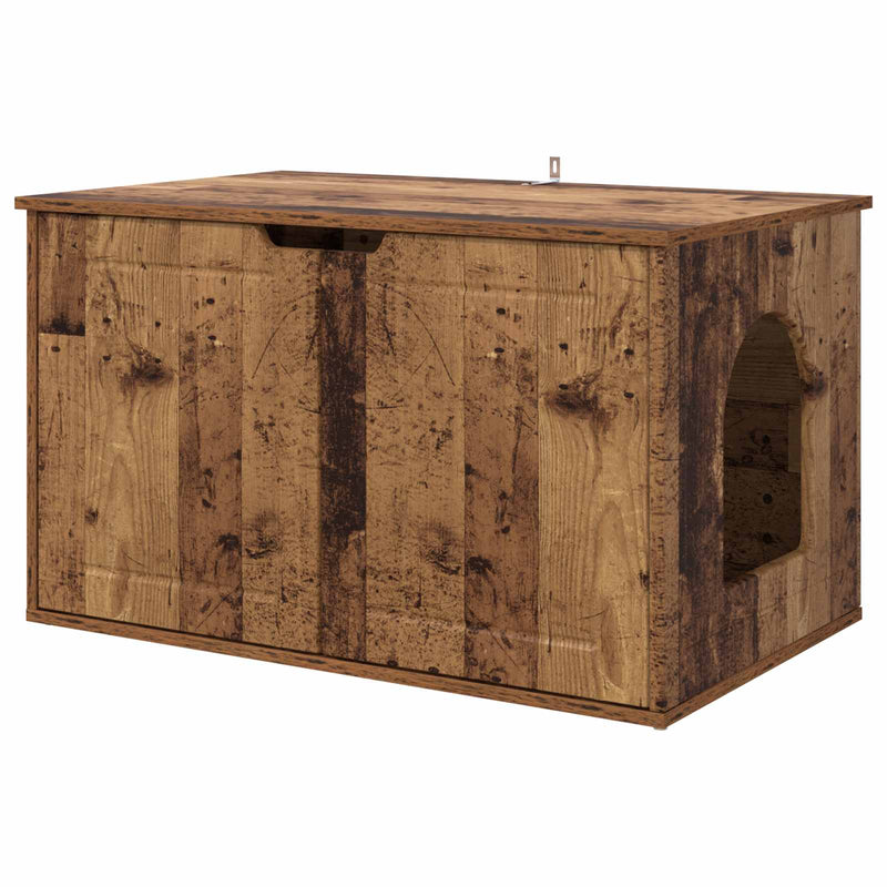 Afbeelding laden in galerijviewer, Vidaxl kattenhuis oudhout 85 x 55 x 50,5 cm bewerkt hout
