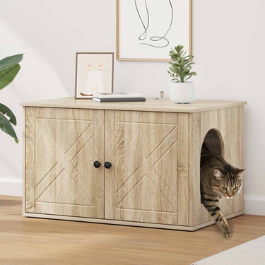 Vidaxl kattenhuis sonoma 85 x 55 x 50,5 cm bewerkt hout