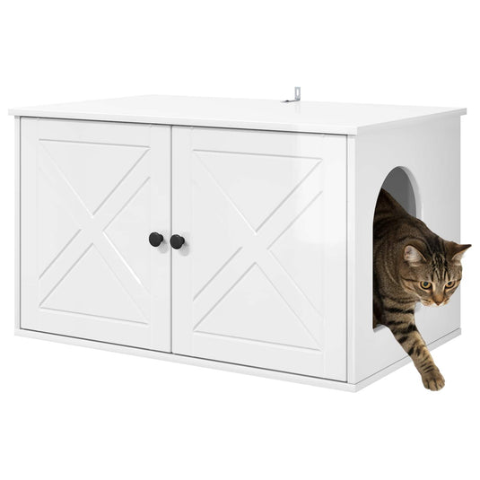 Vidaxl kattenhuis glanzend wit 85 x 55 x 50 cm bewerkt hout