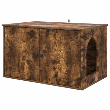 Vidaxl kattenhuis gerookt eiken 85 x 55 x 50 cm bewerkt hout