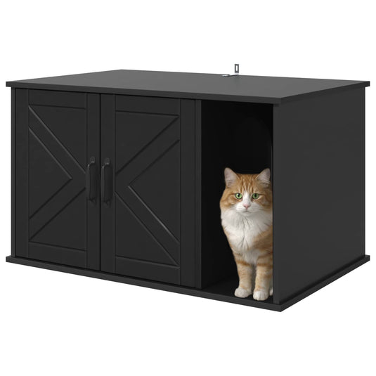 Vidaxl kattenhuis zwart 85 x 55 x 50 cm bewerkt hout