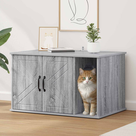 Vidaxl kattenhuis grijs sonoma 85 x 55 x 50 cm bewerkt hout