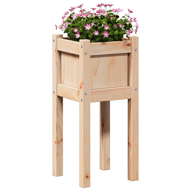 Afbeelding laden in galerijviewer, Vidaxl tuin bloempot natuur 31 x 31 x 70 cm massief grenenhout
