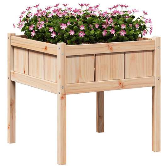 Vidaxl tuin bloempot natuur 70 x 70 x 70 cm massief grenenhout