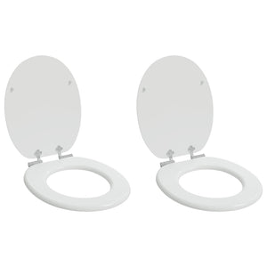 Vidaxl zachte sluit toiletbril 2 pcs wit 44 x 38 cm mdf-plaat