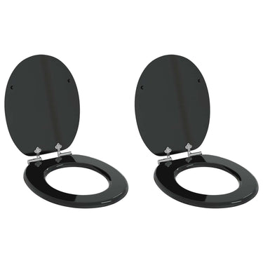 Vidaxl zachte sluit toiletbril 2 pcs zwart 44 x 38 cm mdf-plaat