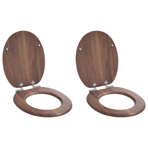 Vidaxl zachte sluit toiletbril 2 pcs bruin 44 x 38 cm mdf-plaat