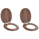 Vidaxl zachte sluit toiletbril 2 pcs bruin 44 x 38 cm mdf-plaat