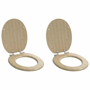 Vidaxl zachte sluit toiletbril 2 pcs lichte bamboekleur 44 x 38 cm