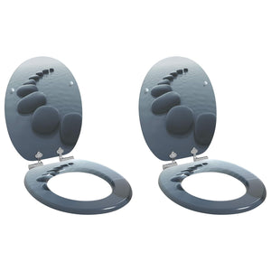 Vidaxl zachte sluit toiletbril 2 pcs grijs 44 x 38 cm mdf-plaat
