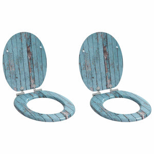 Vidaxl zachte sluit toiletbril 2 pcs blauw 44 x 38 cm mdf-plaat