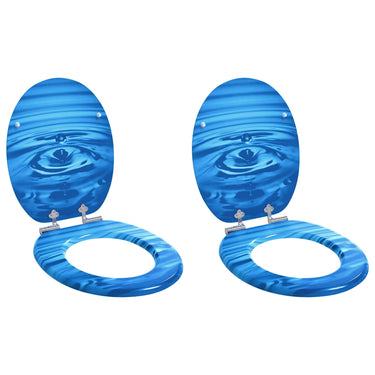 Vidaxl zachte sluit toiletbril 2 pcs blauwe druppel 44 x 38 cm