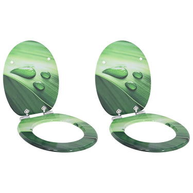 Vidaxl zachte sluit toiletbril 2 pcs groene druppel 44 x 38 cm