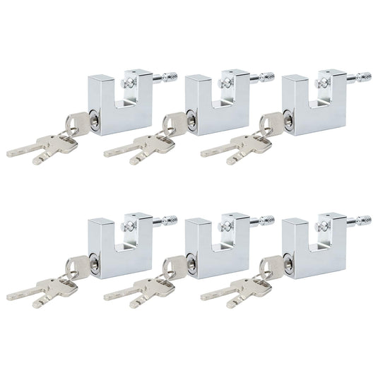 Vidaxl hangslot 6 pcs zilver 5 x 1,9 x 4,5 cm ijzer