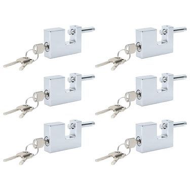 Vidaxl hangslot 6 pcs zilver 7 x 1,9 x 5 cm ijzer