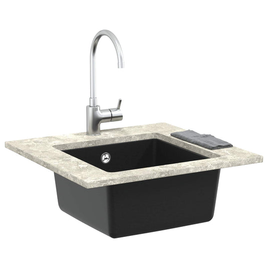 Vidaxl wasbak zwart 430 x 460 mm 80% kwarts en 20% hars