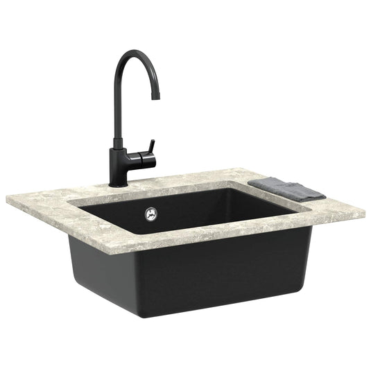 Vidaxl wasbak zwart 530 x 460 mm 80% kwarts en 20% hars
