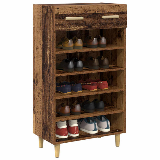Vidaxl schoenenkast met lade oudhout 60 x 35 x 105 cm bewerkt hout