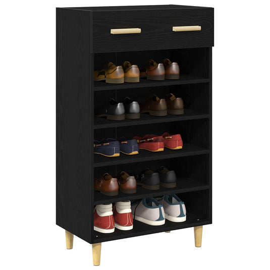 Vidaxl schoenenkast met lade zwart eiken 60 x 35 x 105 cm bewerkt hout