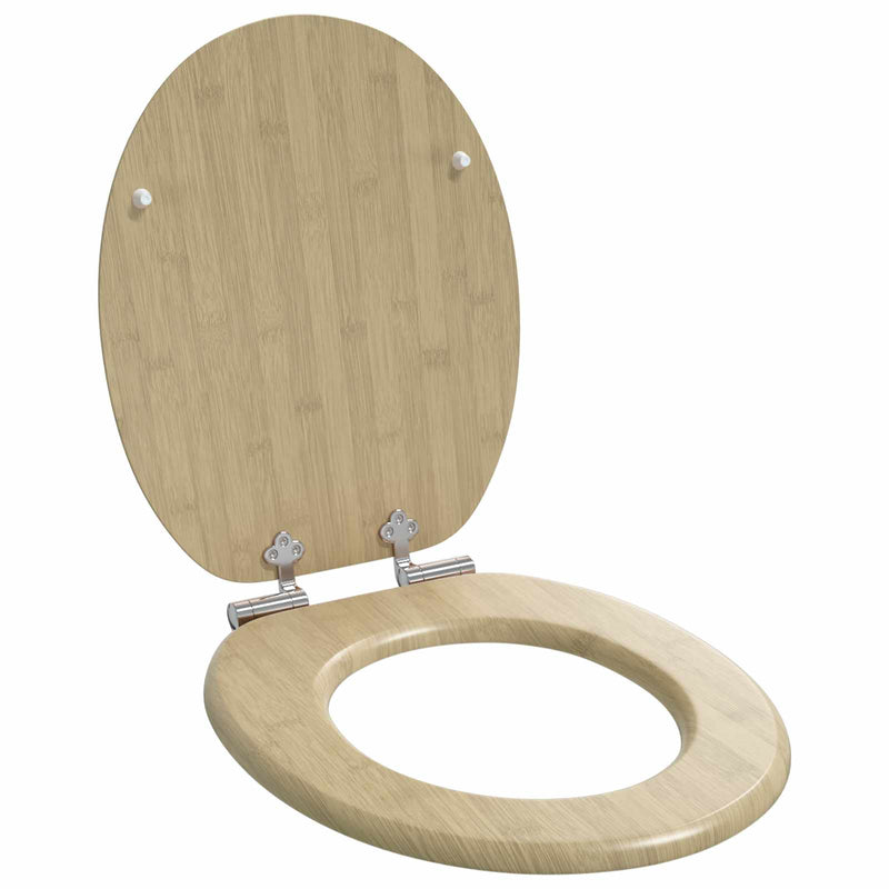 ギャラリービューアに画像をロードする, Vidaxl zachte sluit toiletbril lichte bamboekleur 44 x 38 cm mdf-plaat
