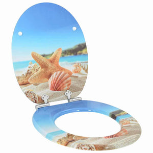 Vidaxl zachte sluit toiletbril zee schelp 44 x 38 cm mdf-plaat