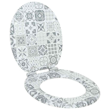 Vidaxl zachte sluit toiletbril blauw en wit porselein 44 x 38 cm