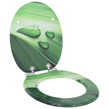 Vidaxl zachte sluit toiletbril groene druppel 44 x 38 cm mdf-plaat