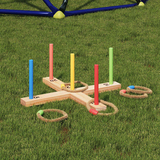 Vidaxl ringgooi spel natuur rood blauw 41 x 41 x 16 cm