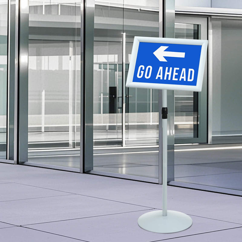 Afbeelding laden in galerijviewer, Vidaxl pedestal posterstand zilver 33 x 33 x 126 cm pvc en staal
