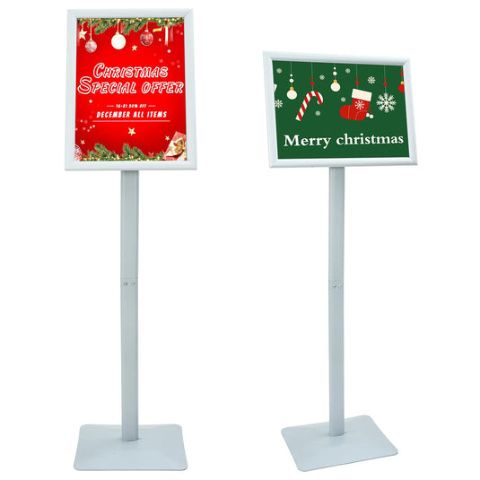 Vidaxl pedestal posterstand zilver 32,5 x 27 x 126 cm pvc en gietijzer