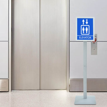 Vidaxl pedestal posterstand zilver 32 x 27 x 119 cm pvc en gietijzer