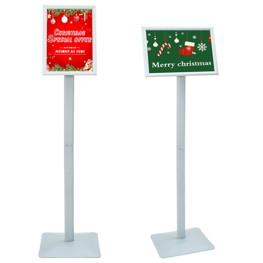 Vidaxl pedestal posterstand zilver 32 x 27 x 119 cm pvc en gietijzer