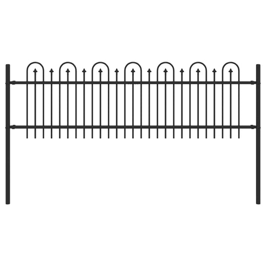 Vidaxl spike boog hek zwart 200 x 130 cm gepoedercoat staal