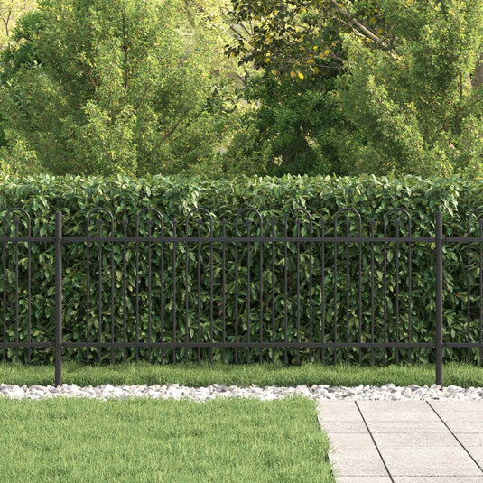 Vidaxl spike boog hek zwart 200 x 130 cm gepoedercoat staal