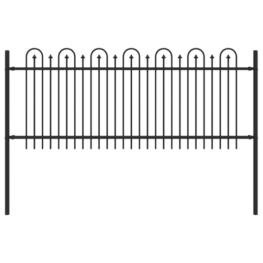 Vidaxl spike boog hek zwart 200 x 130 cm gepoedercoat staal