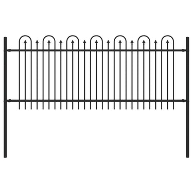 Vidaxl spike boog hek zwart 200 x 130 cm gepoedercoat staal