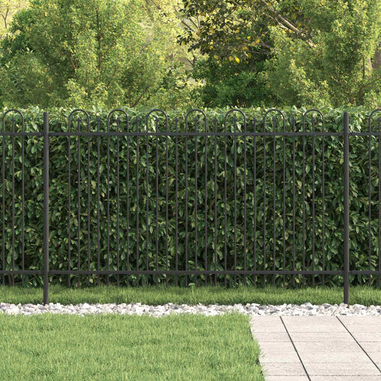 Vidaxl spike boog hek zwart 200 x 130 cm gepoedercoat staal