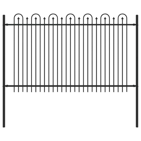 Vidaxl spike boog hek zwart 200 x 130 cm gepoedercoat staal