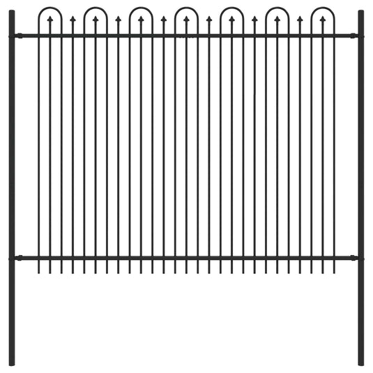 Vidaxl spike boog hek zwart 200 x 200 cm gepoedercoat staal