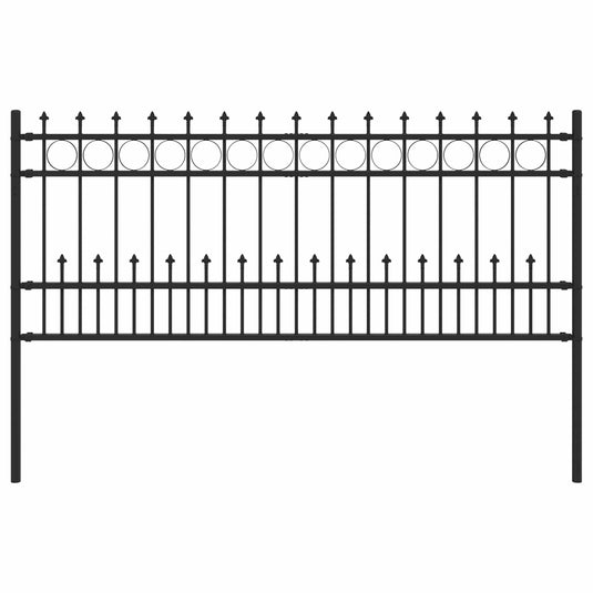 Vidaxl spike ring hek zwart 200 x 130 cm gepoedercoat staal