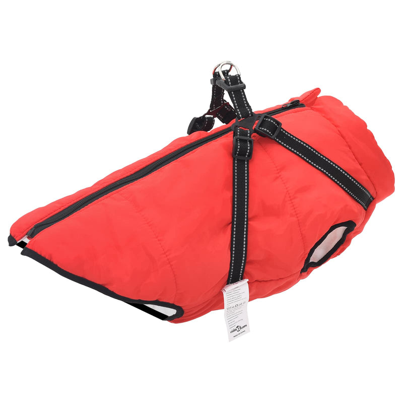 Afbeelding laden in galerijviewer, Vidaxl hondenjas met harnas rood 5xl fleece en polyester
