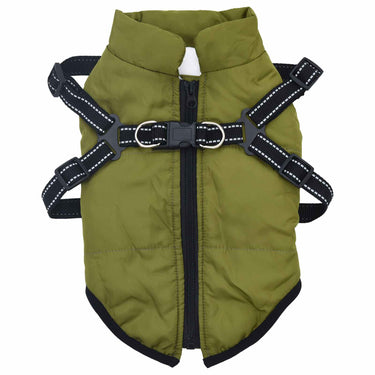 Vidaxl hondenjas met harnas legergroen l fleece en polyester