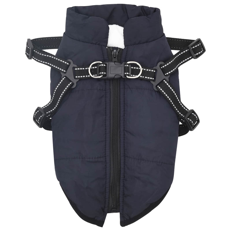 Afbeelding laden in galerijviewer, Vidaxl hondenjas met harnas marineblauw 2xl fleece en polyester
