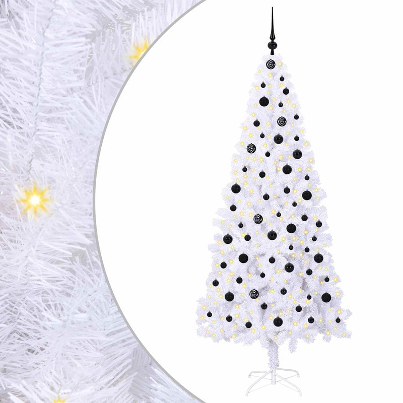 Chargez l'image dans la visionneuse de la galerie, Vidaxl kunstkerstboom met 300 led wit 210 cm pvc en staal

