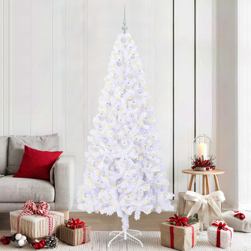 Chargez l'image dans la visionneuse de la galerie, Vidaxl kunstkerstboom met 300 led wit 210 cm pvc en staal
