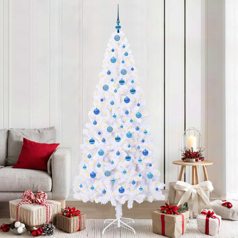 Chargez l'image dans la visionneuse de la galerie, Vidaxl kunstkerstboom met 300 led wit 210 cm pvc en staal
