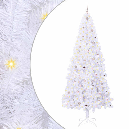 Vidaxl kunstkerstboom met 300 led wit 240 cm pvc en staal