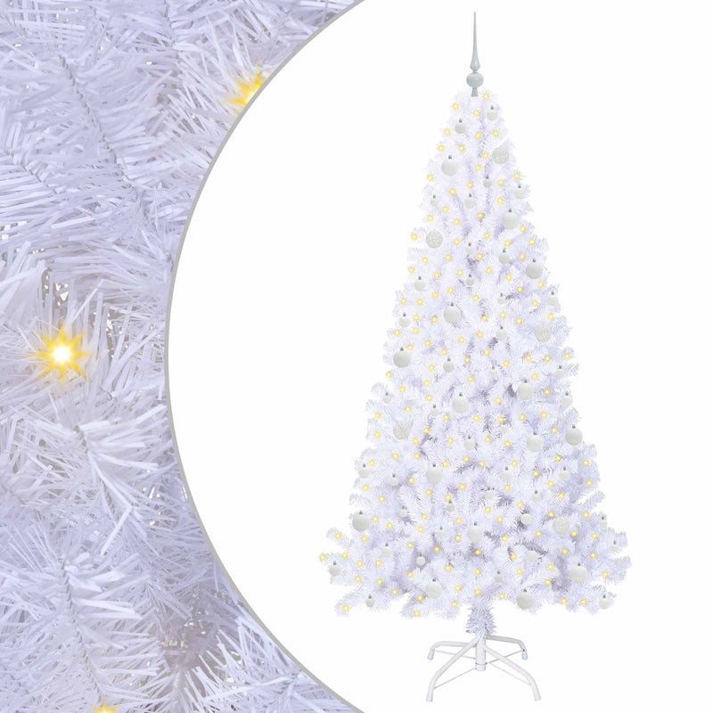 Chargez l'image dans la visionneuse de la galerie, Vidaxl kunstkerstboom met 300 led wit 210 cm pvc en staal
